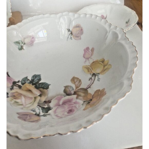 Antique Bavaria Schumann Arzberg Porcelain Serving Bowl and 4 nappies 1920's - Picture 6 of 16